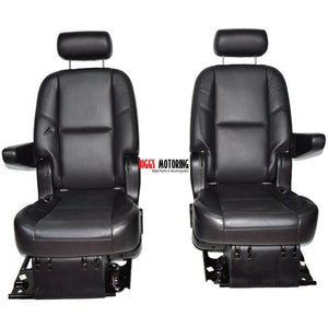 2007 - 2014 ESCALADE TAHOE YUKON EBONY LEATHER SEATS (PAIR) OEM SWB  2nd row