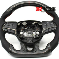 Fits Dodge Challenger Custom Carbon Fiber & Leather Flat Bottom Steering Wheel