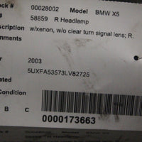 2000-2003 BMW X5 PASSENGER SIDE FRONT XENON HEADLIGHT - BIGGSMOTORING.COM