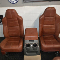 99-2010 FORD SD F250 F350 KING RANCH REAR LEATHER BUCKETS SEATS & CONSOLE WMOUNT