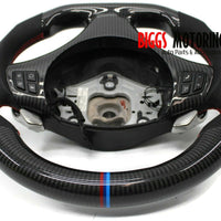 Fits BMW E90 335i Custom Carbon Fiber & Leather Flat Bottom Steering Wheel 07-11