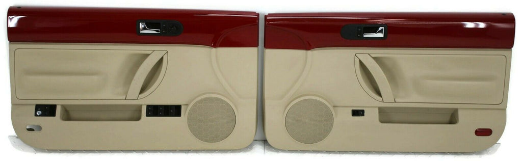 2003-2010 VW Beetle Convertible Passenger & Driver Side Door Panels Red & Beige - BIGGSMOTORING.COM