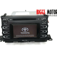 2014-2019 Toyota Highlander Gracenote Touch Screen Radio Cd Player 86140-0E051