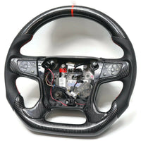 Fits 2014 Silverado Custom Carbon Fiber & Leather Flat Bottom Steering Wheel