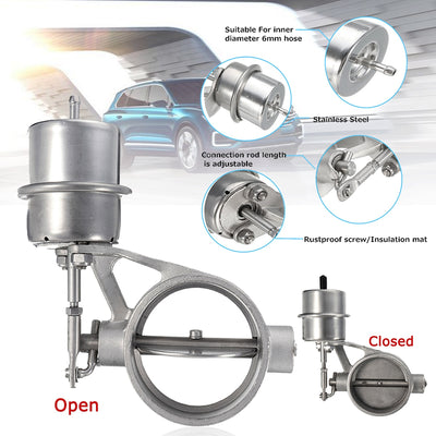 2.5inch Stainless Steel Exhaust Control Valve Set Vacuum Actuator Vacuum Actuator Open/Close Style - BIGGSMOTORING.COM