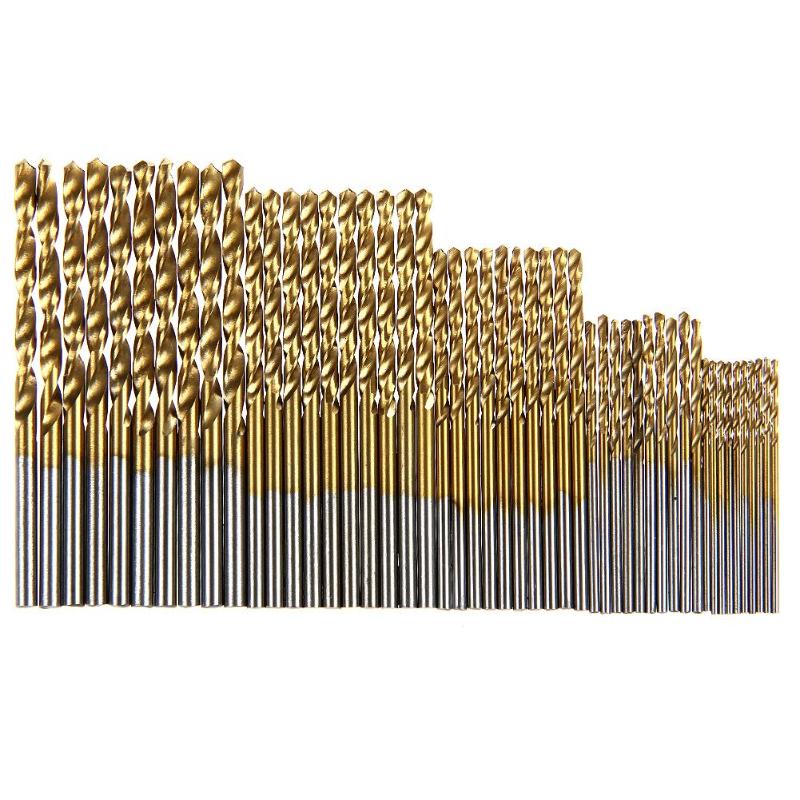 50Pcs/set HSS Titanium Coated Drill Bits High Speed Steel Drill Bits Set Tool High Quality Power Tools 1/1.5/2/2.5/3mm